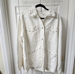 Universal Thread - Women's Studded Chore Denim Jacket - Universal Thr White